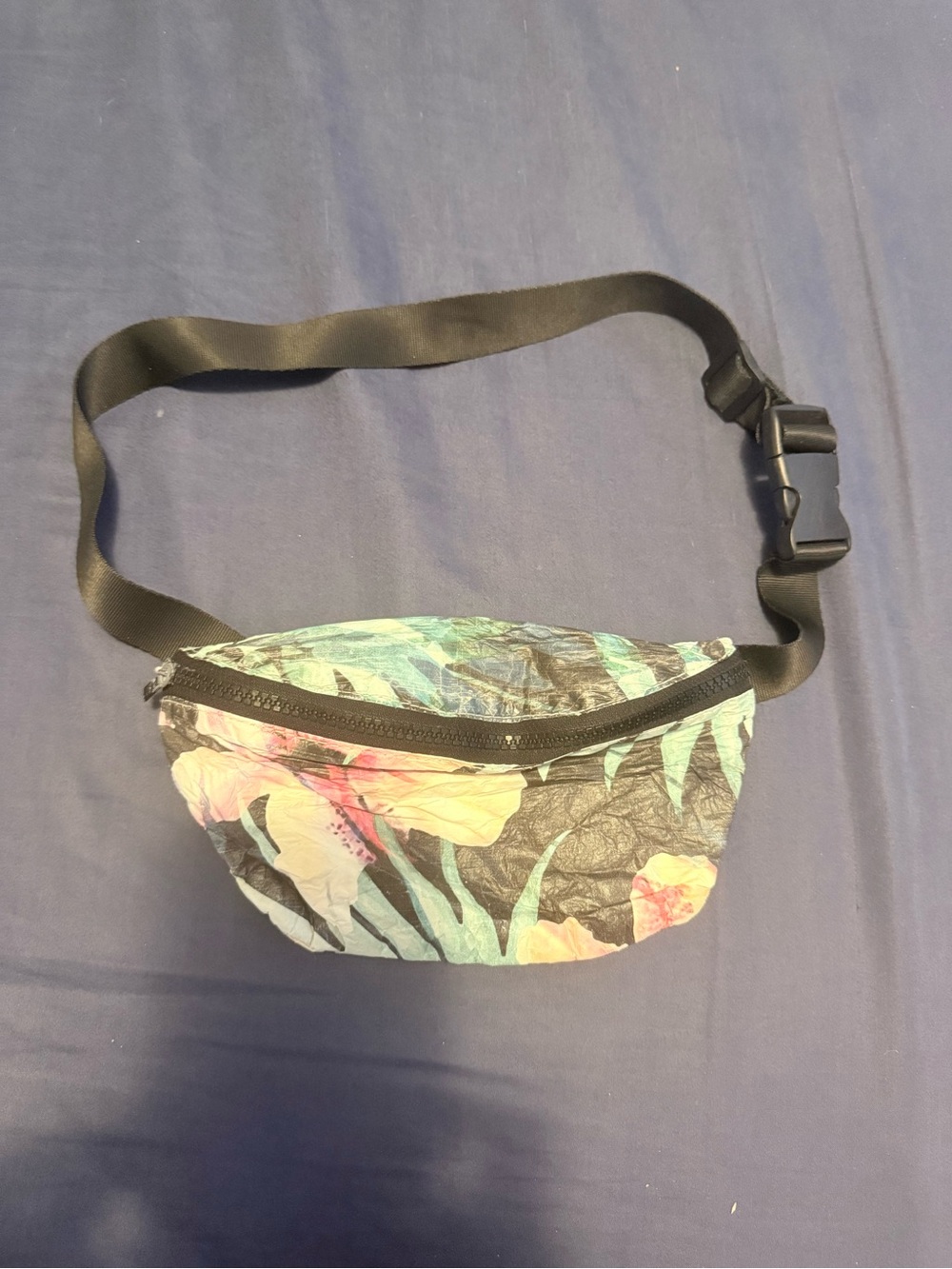 Aloha Collection Floral Black Tropical Print Waist Bag